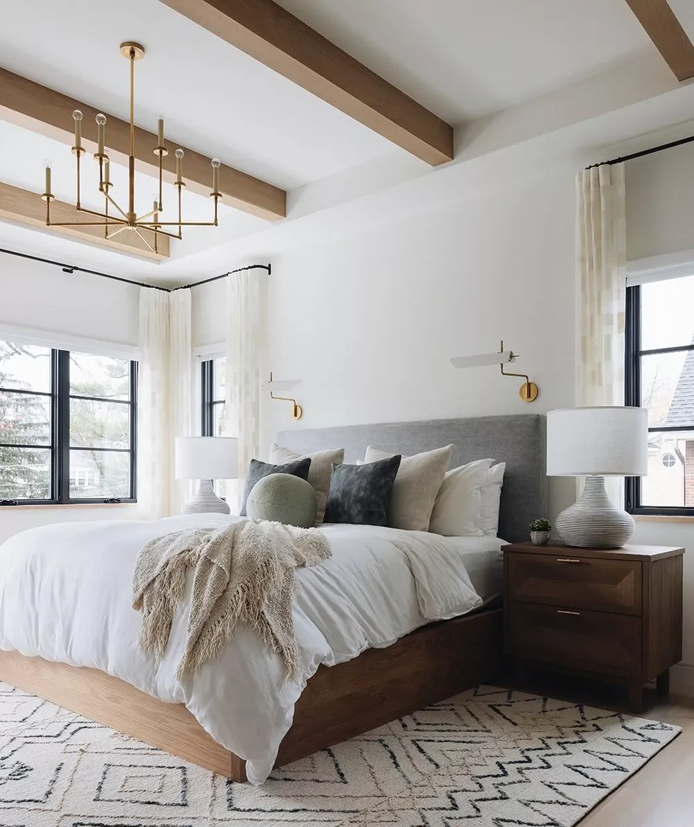 41 Cozy Earth-Inspired Bedroom Ideas That Will Transform Your Sleep Space 36 Add an Earthy Geometric Rug