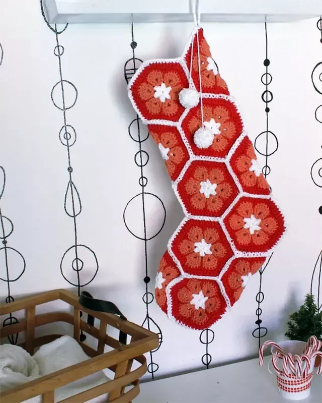 41 Creative DIY Christmas Stocking Ideas That Will Transform Your Holiday Decor 24 Africa Flower Crochet Stocking