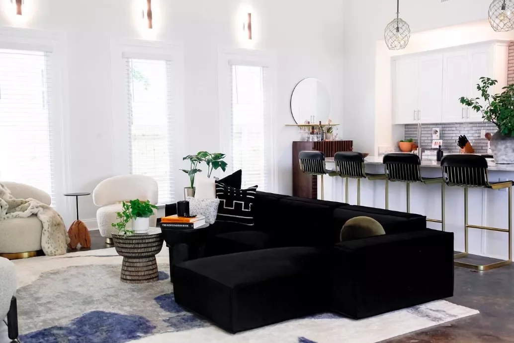 41 Stunning Black Sofa Living Room Ideas That Will Transform Your Space 2 Anchor a White Room