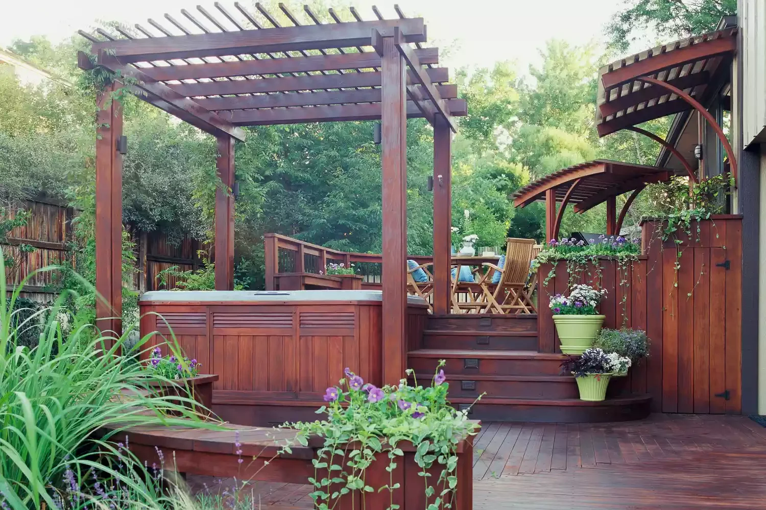 30 Stunning Hot Tub Deck Designs to Create Your Dream Backyard Retreat 12 Asian Inspired Sanctuary Hot Tub Deck