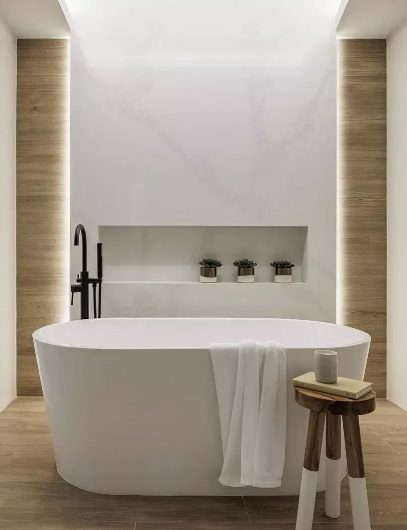 50 Luxurious Bathroom Ideas to Create Your Perfect Self-Care Sanctuary 41 Backlit Bathtub Niche