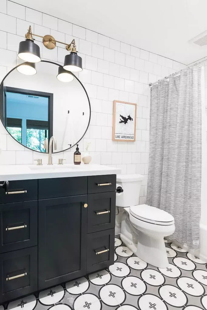32 Shower Curtain Ideas to Transform Your Bathroom with Maximum Style 17 Balance Different Shapes