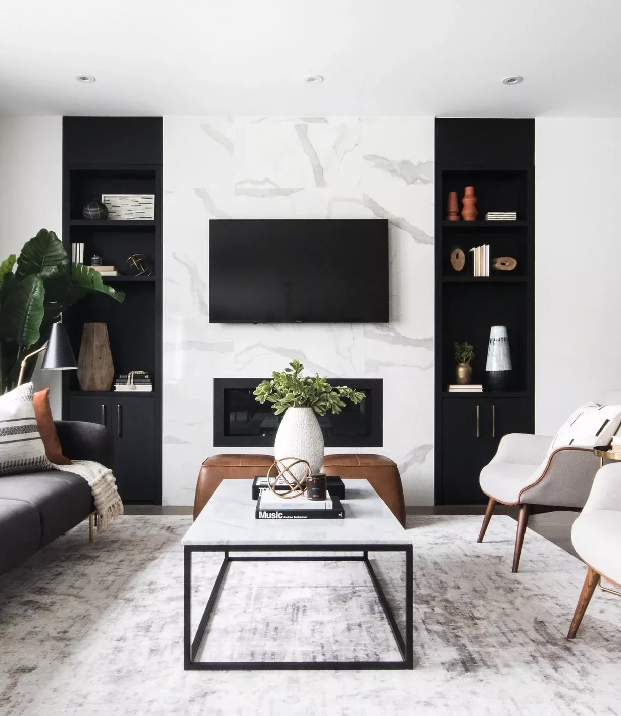 25 Stunning Electric Fireplace and TV Combinations That Look Professionally Designed 26 Balance With Dark Built-Ins