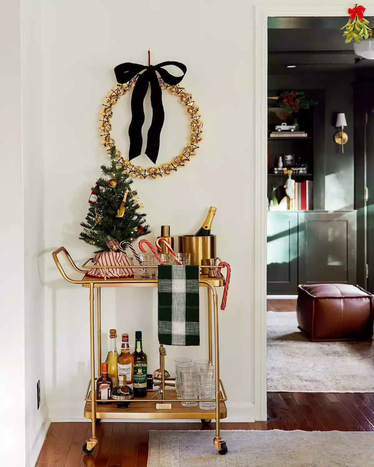 75 Stunning DIY Holiday Wreath Ideas to Transform Every Space in Your Home 15 Bar Cart Wreath