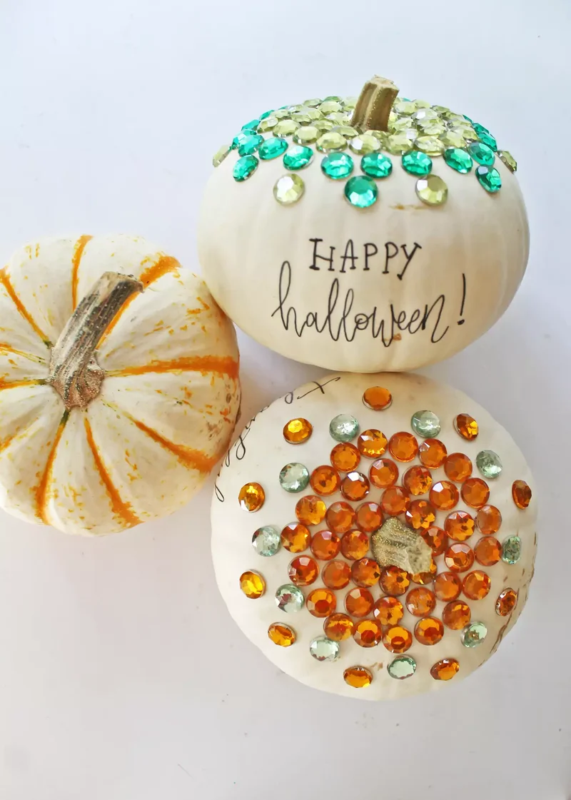 90 Creative Halloween Pumpkin Decorating Ideas to Try This Season 3 Bedazzled Pumpkin