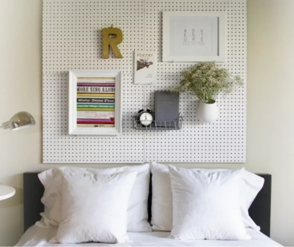 24 Creative Pegboard Organization Ideas That Will Transform Every Space in Your Home Bedroom Pegboard Headboard