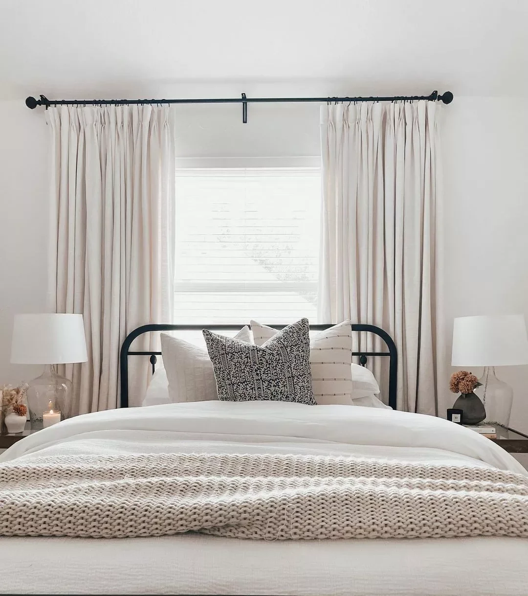 33 Stylish Beige Bedroom Ideas That Will Transform Your Space 22 Beige Curtains and White Hues