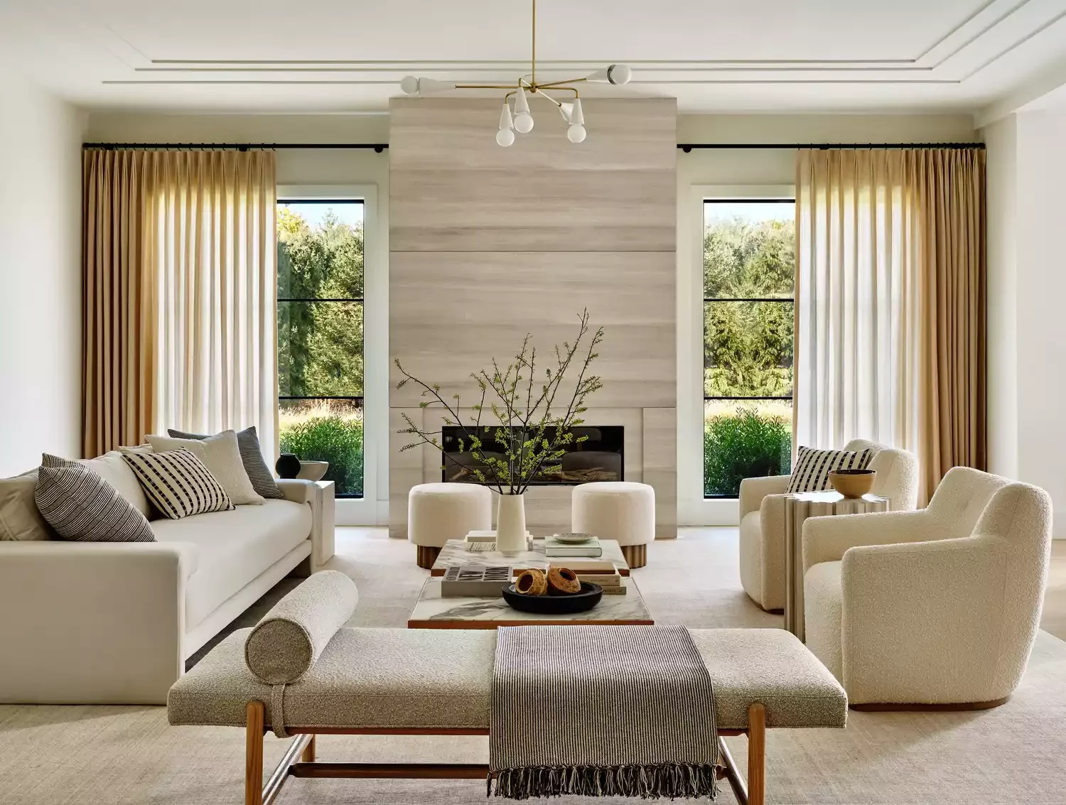 27 Stunning Linear Fireplace Ideas for Modern Homes That Combine Style and Easy Maintenance 21 Beige Stone Fireplace