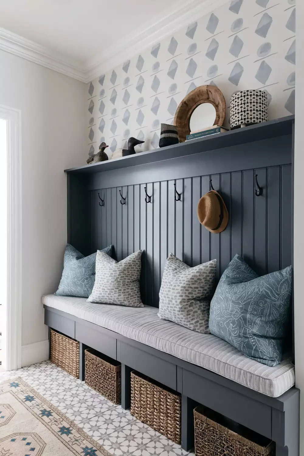 28 Welcoming Entryway Bench Ideas That'll Transform Your Home's First Impression 3 Bench With Built-In Coat Hooks