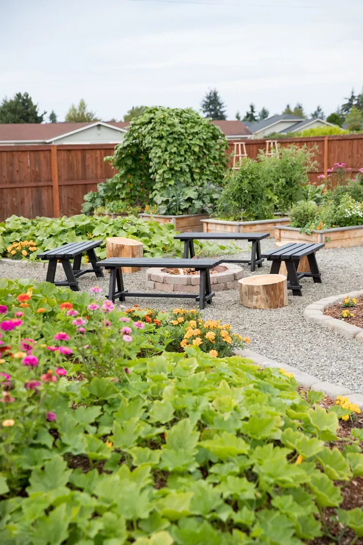 35 Corner Garden Designs That Transform Every Outdoor Space Benches and Firepit Corner Garden