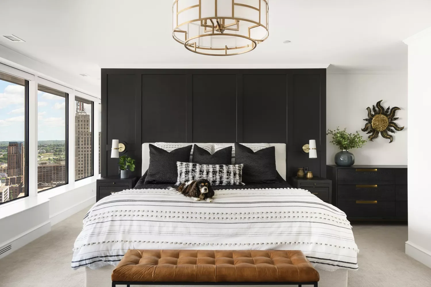29 Cozy Neutral Bedroom Ideas That'll Make You Never Want to Leave 18 Black Accent Wall