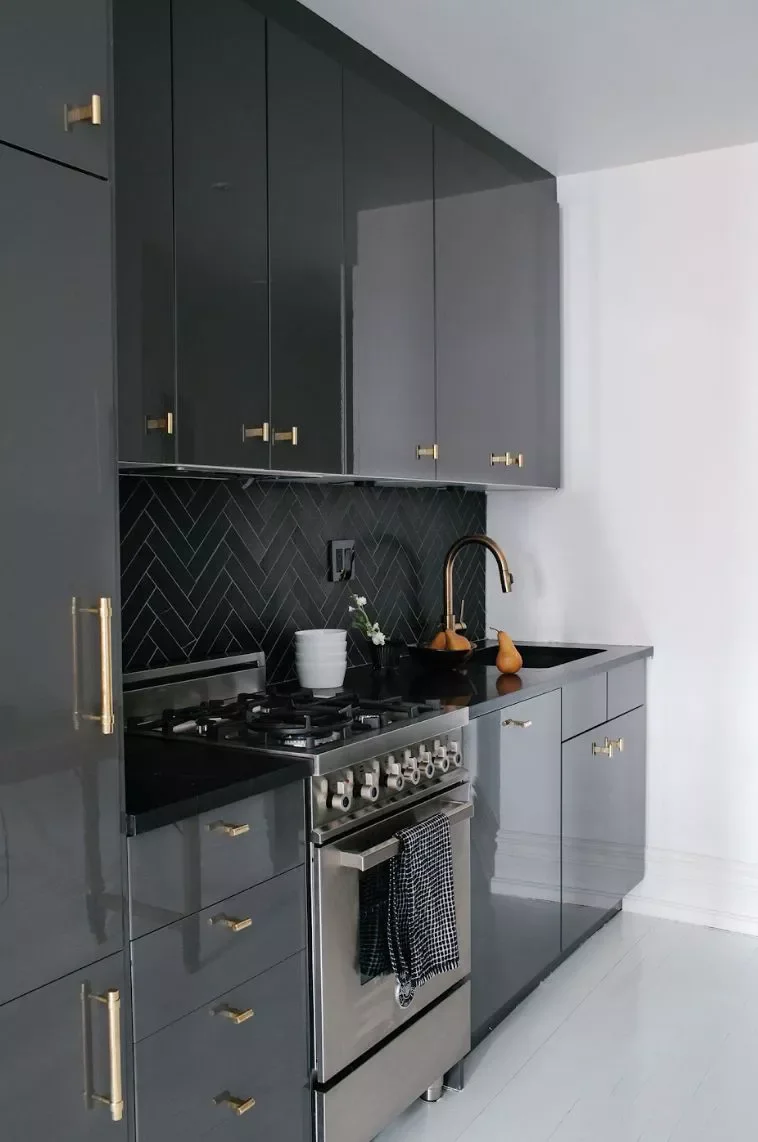 31 Stunning Kitchen Color Combinations That Will Transform Your Cooking Space 17 Black + Gray + Rose Gold