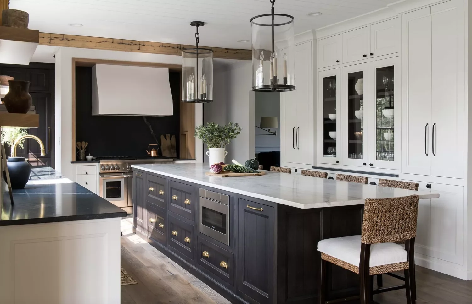 101 Kitchen Island Ideas That Will Transform Your Cooking Space 9 Black Kitchen Island With White Counters