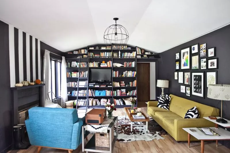 39 Bold Black Living Room Ideas That Will Transform Your Space Into Something Extraordinary 35 Black Library Wall