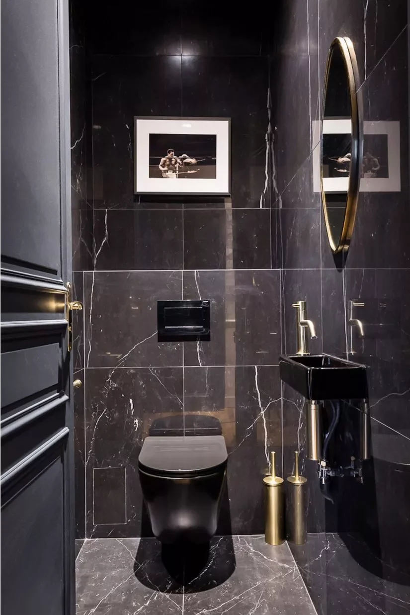30+ Stunning Bathroom Floor Tile Ideas to Transform Your Space Black Marble Tiles