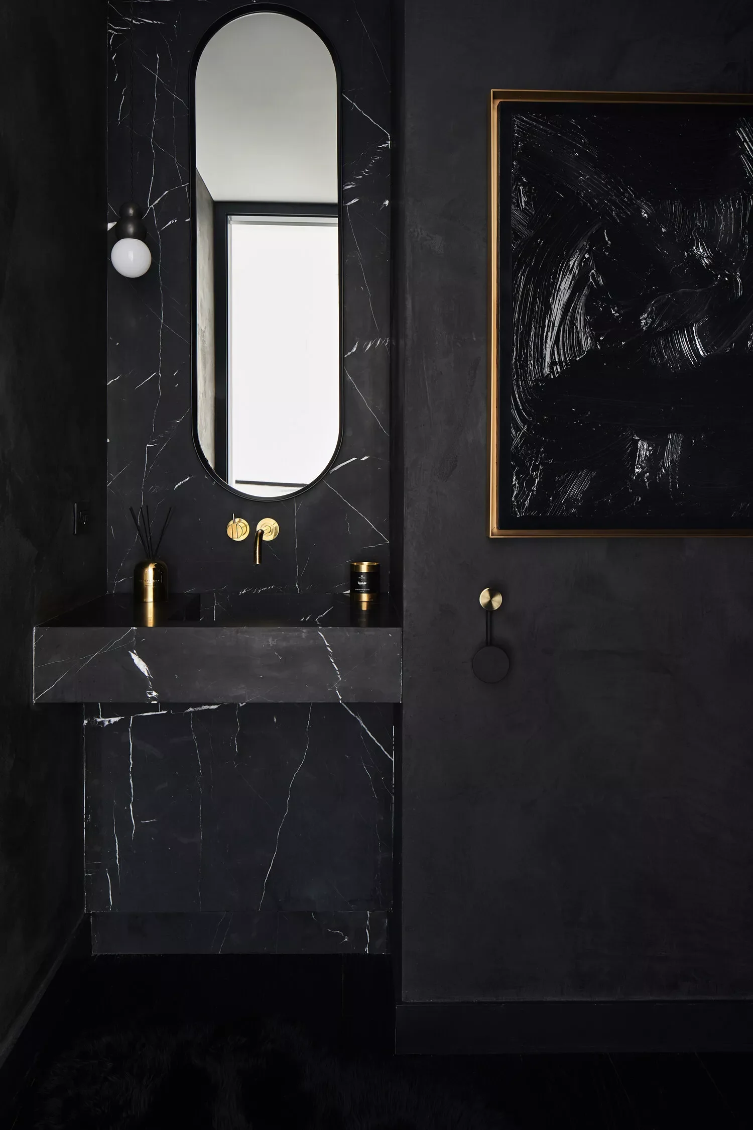 50 Luxurious Bathroom Ideas to Create Your Perfect Self-Care Sanctuary 39 Black Stone Powder Room