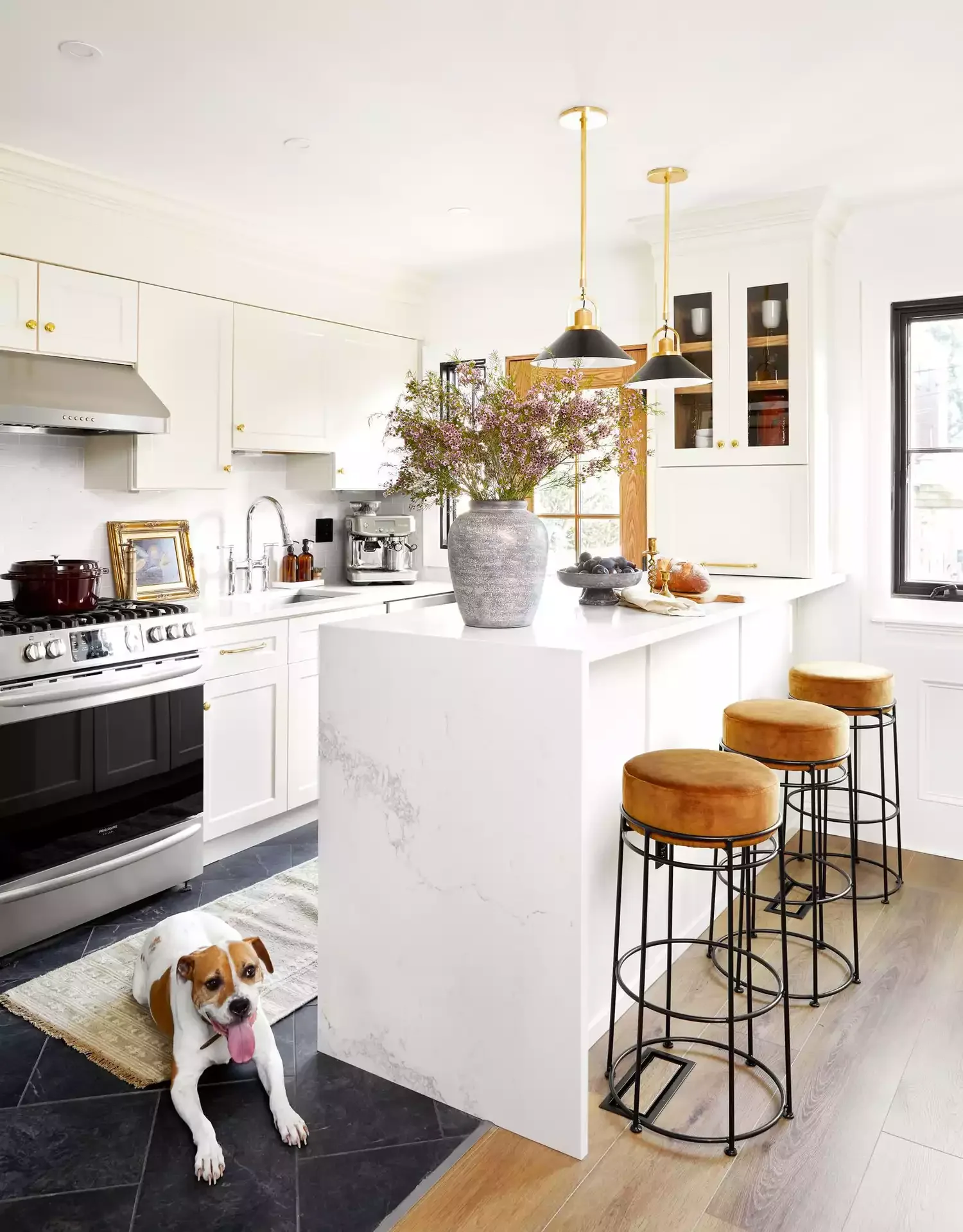 59 Timeless White Kitchen Design Ideas That Never Go Out of Style Black and Gold Accents