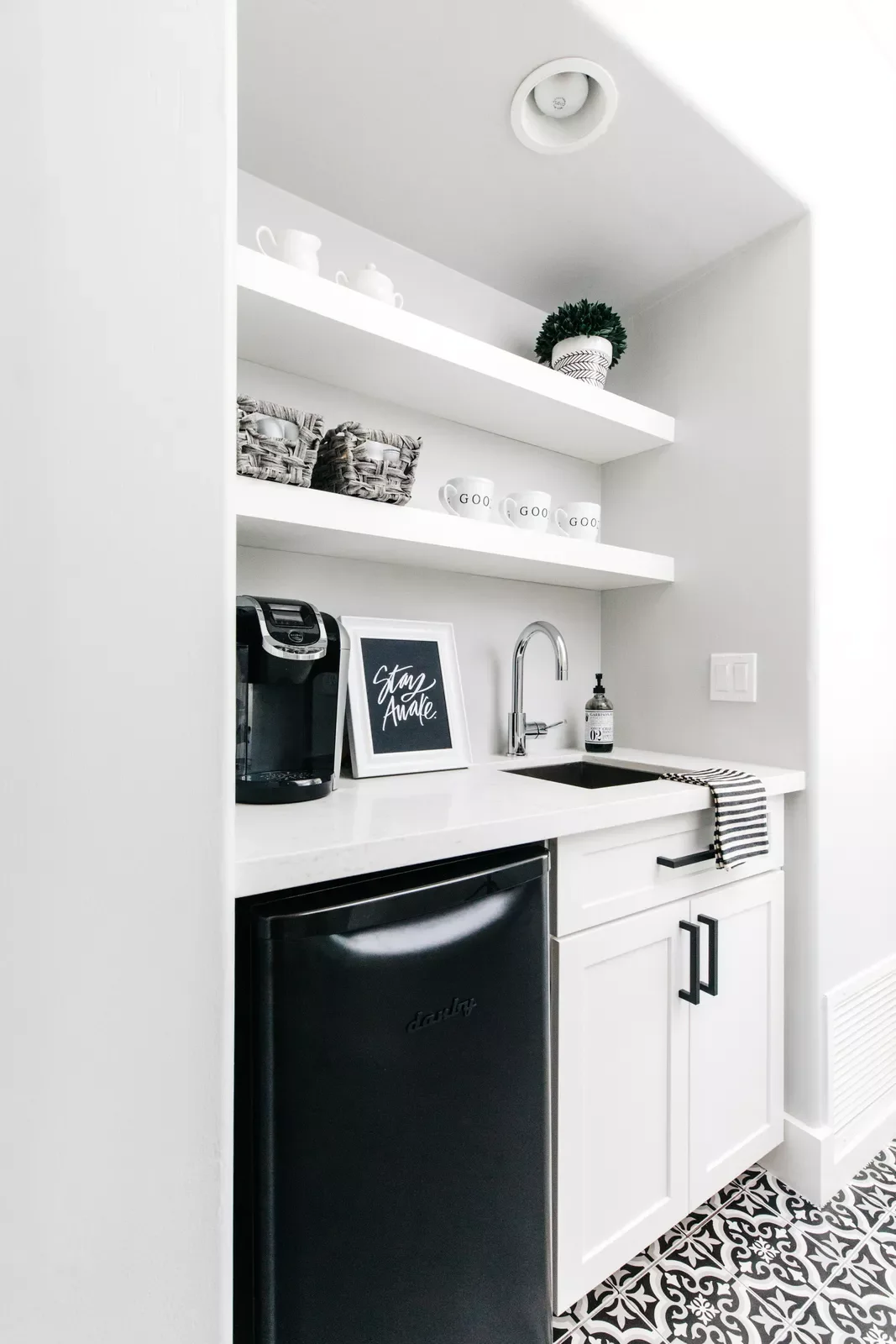 43 Stylish Coffee Bar Ideas That'll Transform Your Morning Routine Black-and-White Coffee Bar