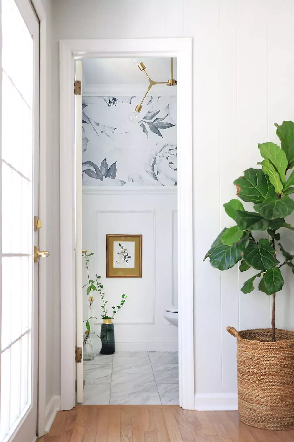39 Stunning Bathroom Wallpaper Ideas That Will Transform Your Space 26 Black-and-White Floral