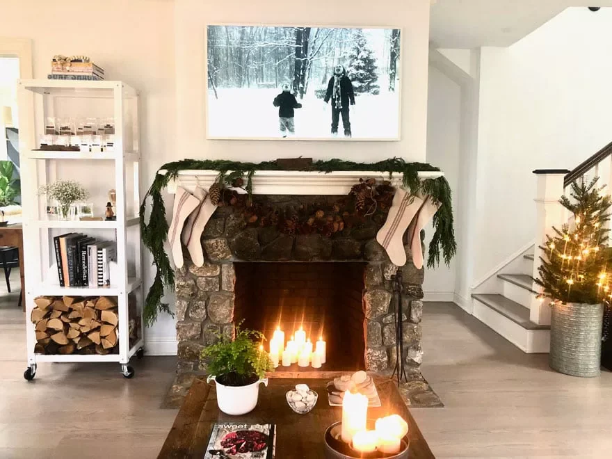 56 Magical Christmas Mantel Decorating Ideas to Transform Your Holiday Home 47 Blow Up a Family Photo