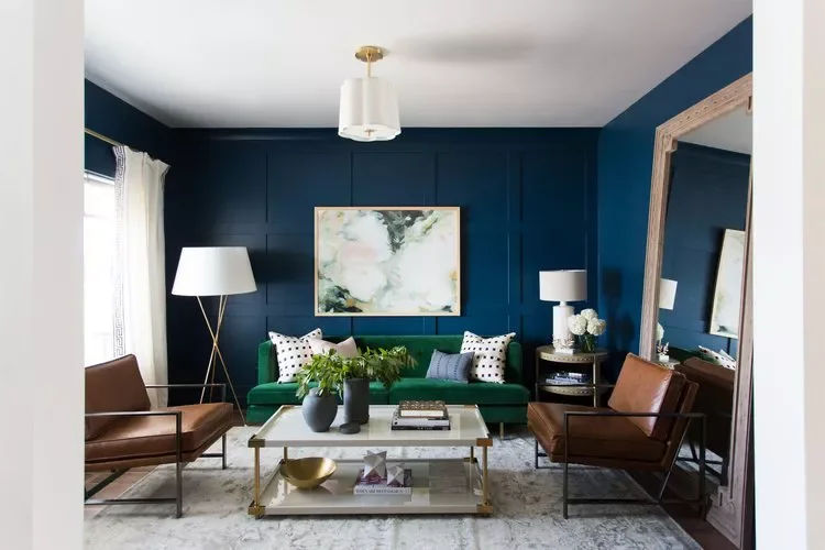 47 Stunning Blue Living Room Ideas That Work With Any Design Style 17 Blue Wall Paneling