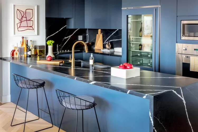 39 Modern Kitchen Design Ideas That Transform Your Home Blue and Black Contemporary Kitchen