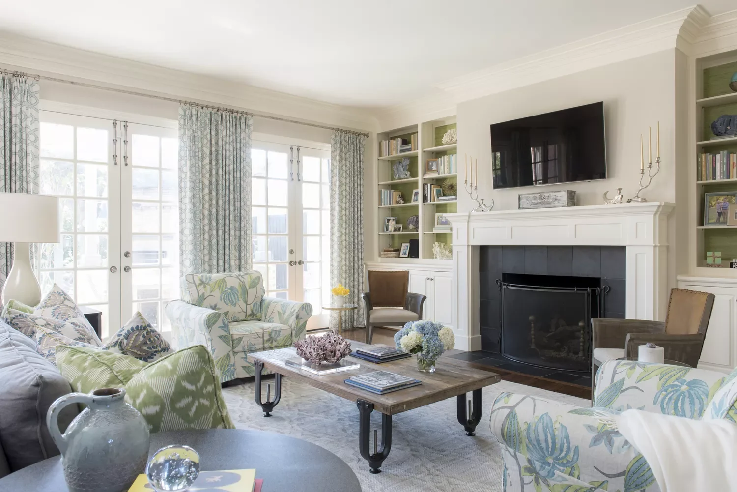 16 Stunning French Door Curtain Ideas to Transform Your Home 14 Blue and Green Beauty