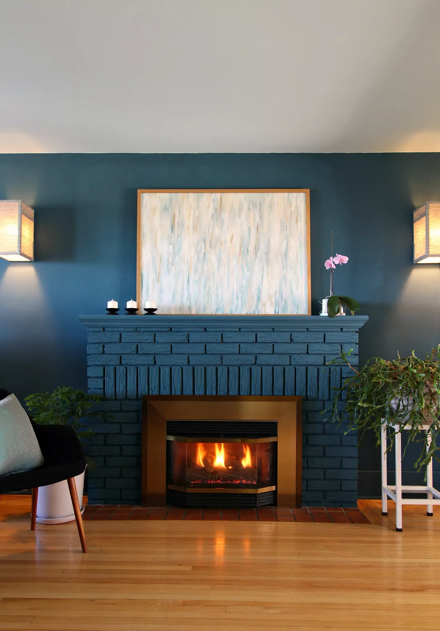 34 Stunning Painted Brick Fireplace Ideas to Transform Your Space 7 Bold Blue Fireplace