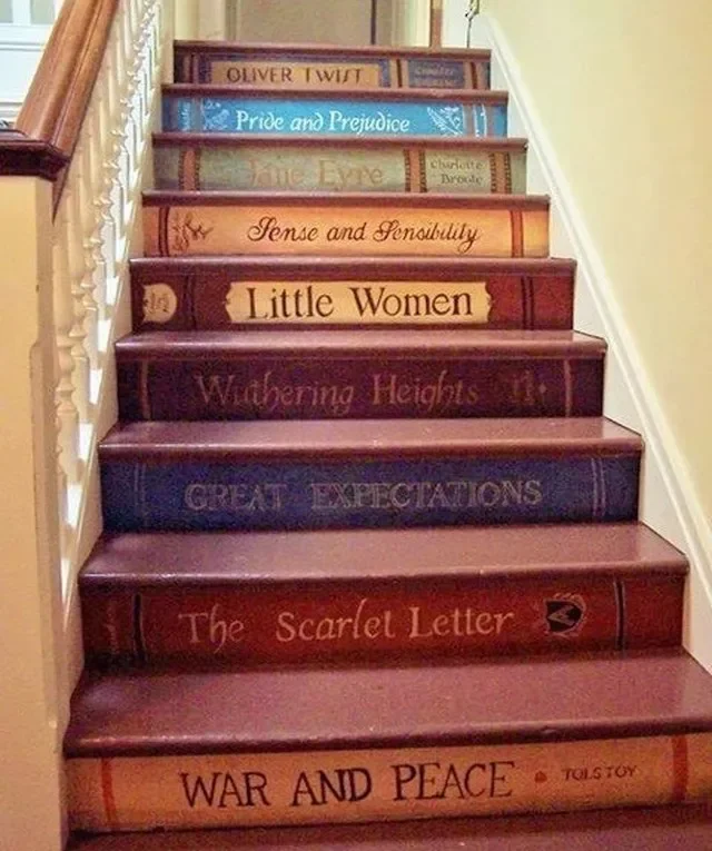 21 Creative Painted Stair Ideas That Will Transform Your Home 6 Book Lover
