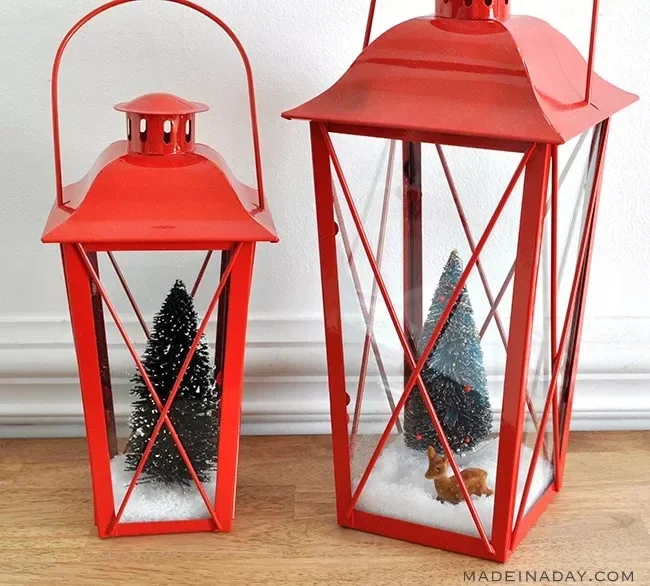 25 Stunning Christmas Lantern Ideas That'll Make Your Holiday Decor Absolutely Magical 16 Bottle Brush Trees