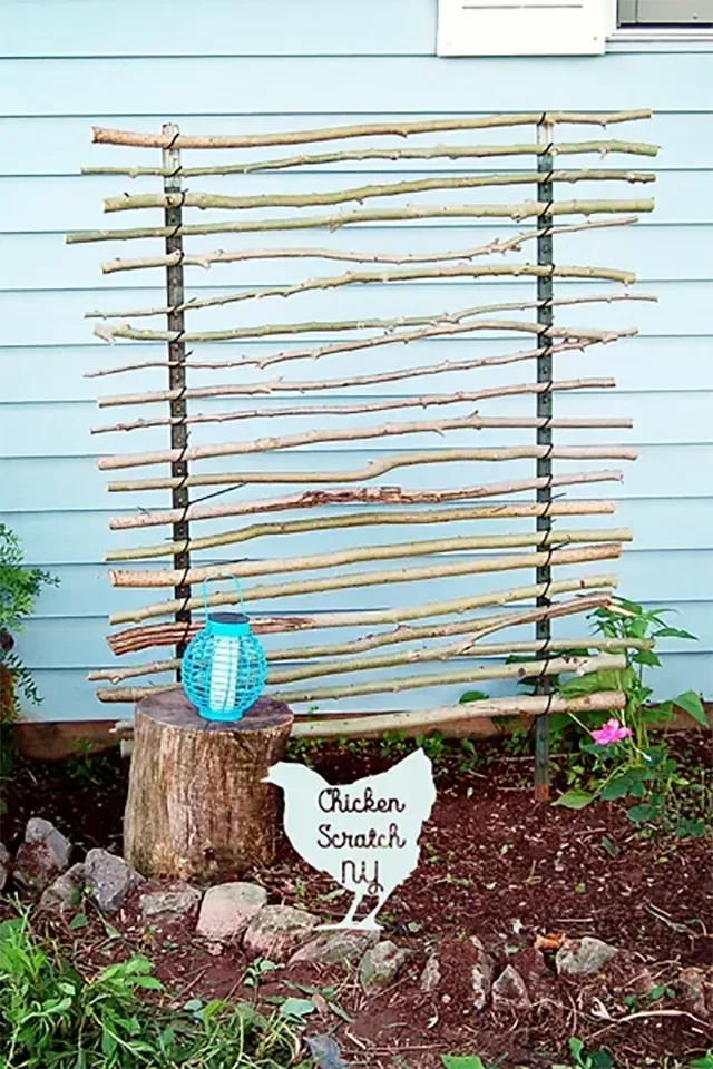 Branches and Zip Tie Cucumber Trellis