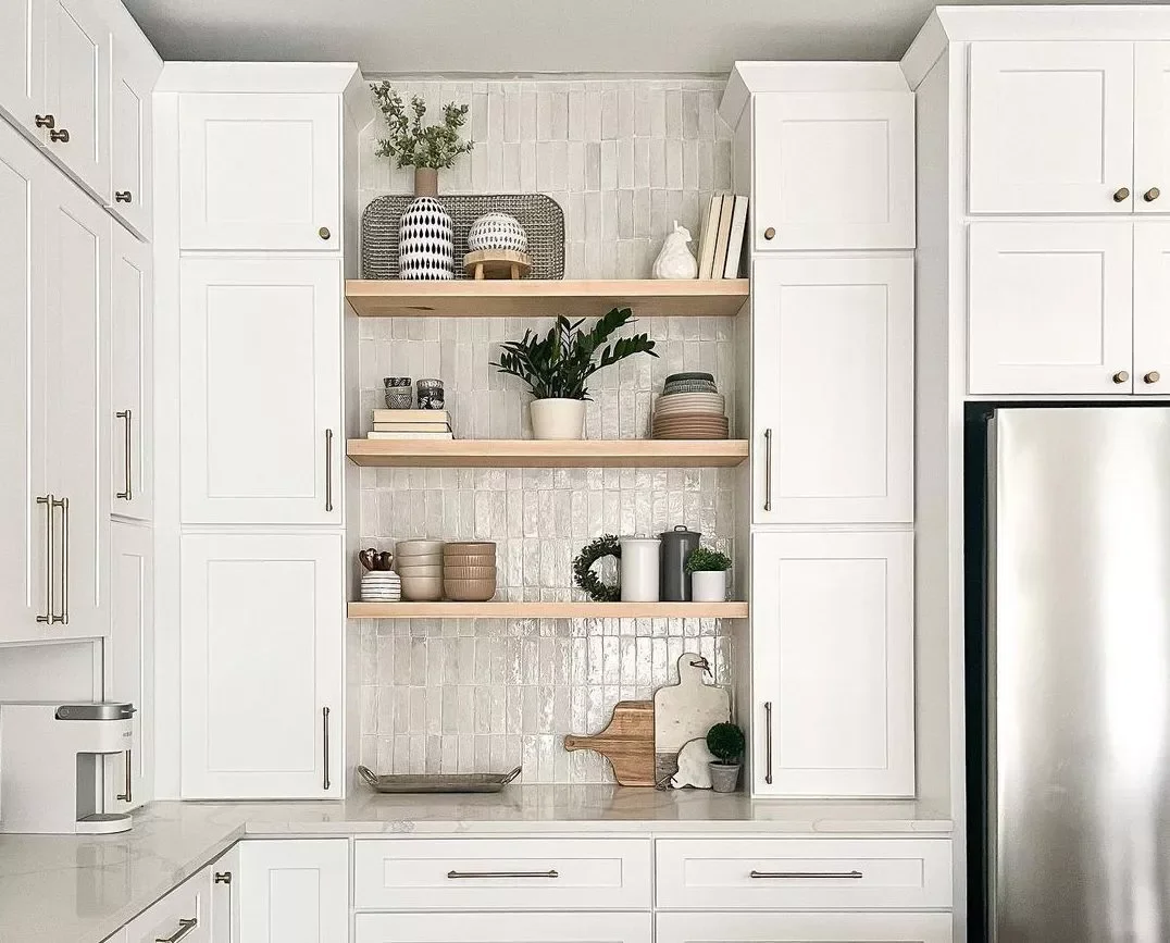 30 Creative Floating Shelf Ideas to Transform Every Room in Your Home Break Up Your Kitchen Cabinetry