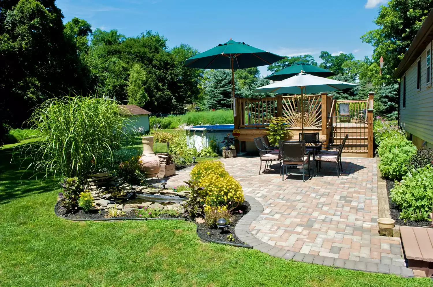 35 Stunning Brick Patio Ideas That Transform Outdoor Spaces Brick Terrace Water Feature