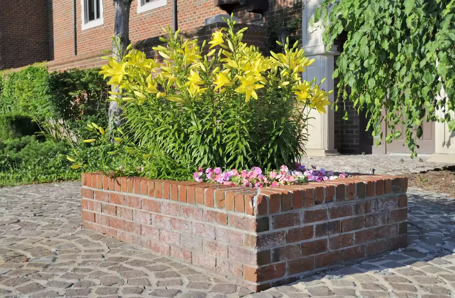 Brick and Cobblestone Raised Bed