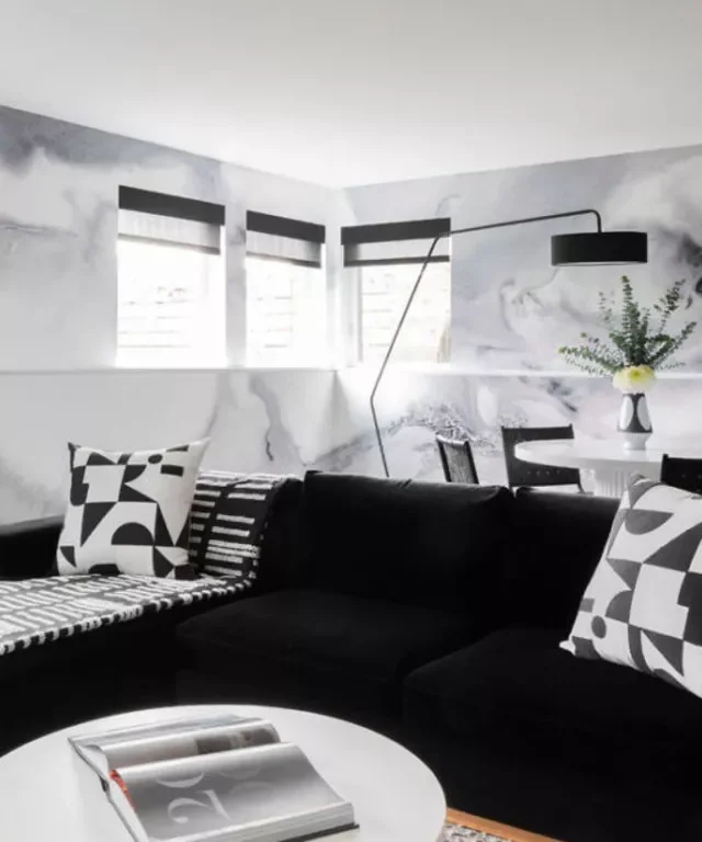 41 Stunning Black Sofa Living Room Ideas That Will Transform Your Space 23 Bring in Graphic Patterns