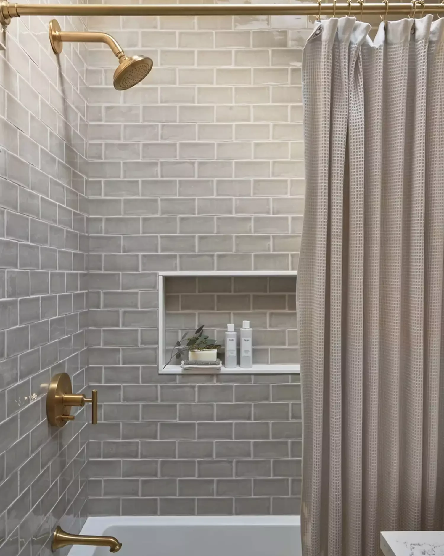 32 Shower Curtain Ideas to Transform Your Bathroom with Maximum Style 31 Bring in Waffle Texture