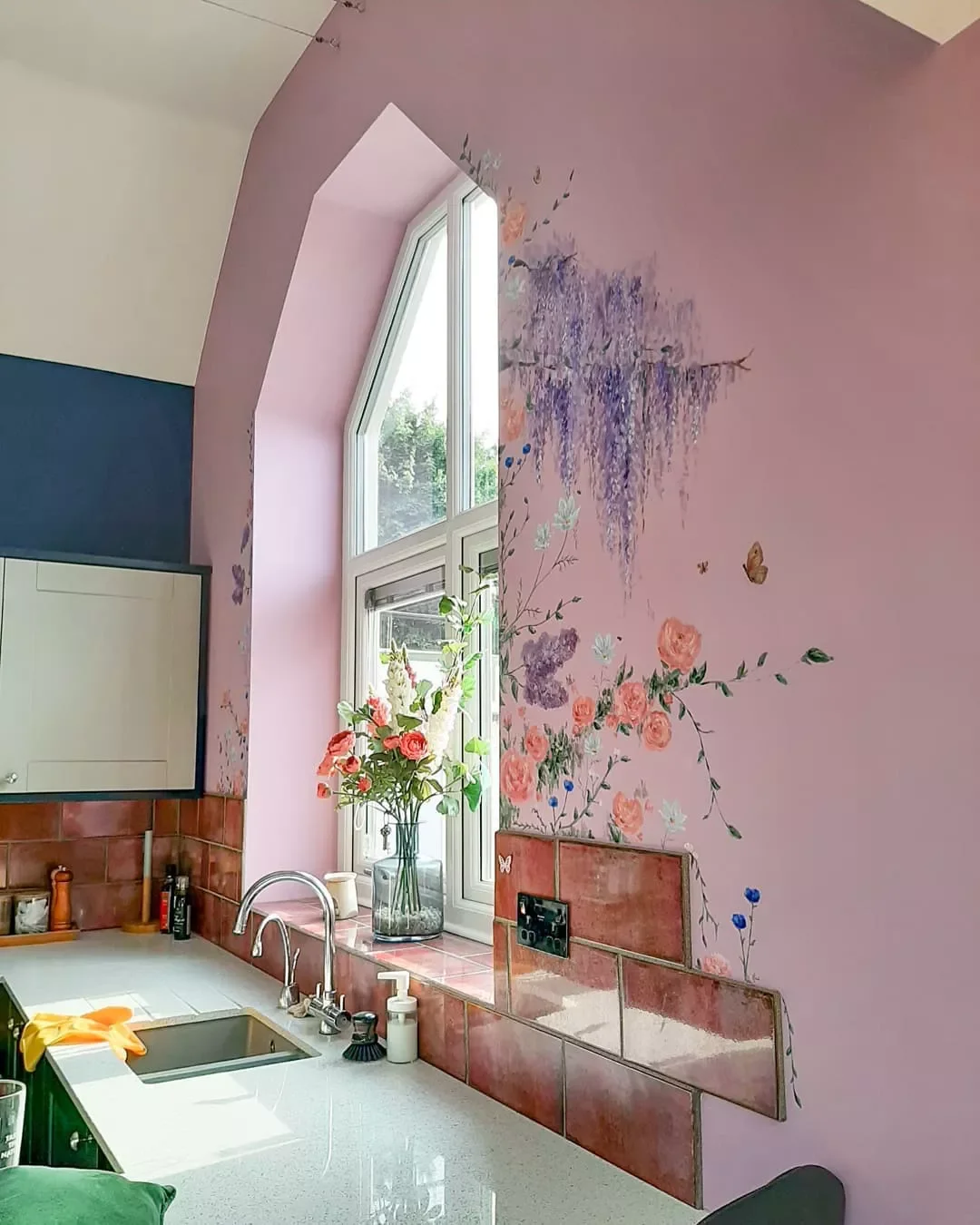 20 Creative Kitchen Accent Wall Ideas That Will Transform Your Cooking Space 14 Bring the Outdoors in With a Floral Design