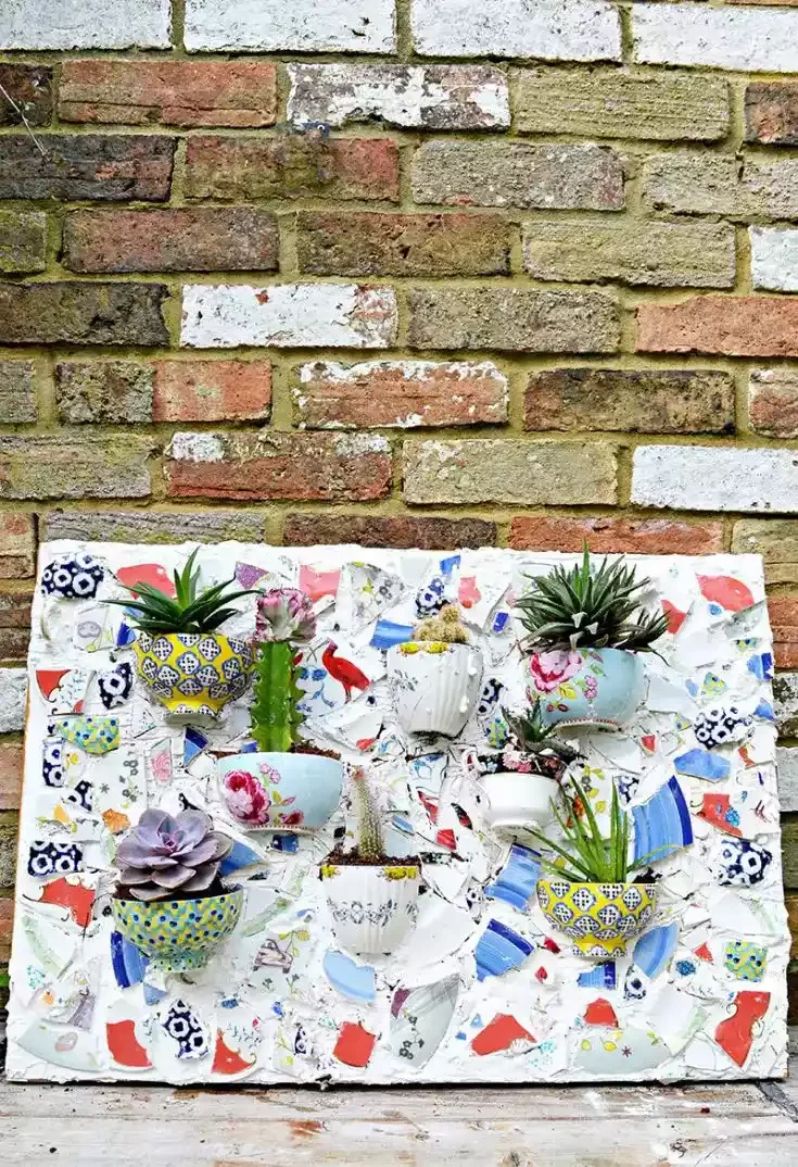 30 Creative DIY Wall Planter Projects to Transform Your Space Broken Plates Wall Planter