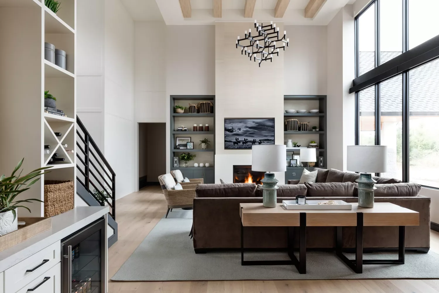 38 Stunning Ceiling Beam Ideas to Transform Your Home 7 Build Beams Using Plywood and Wallpaper