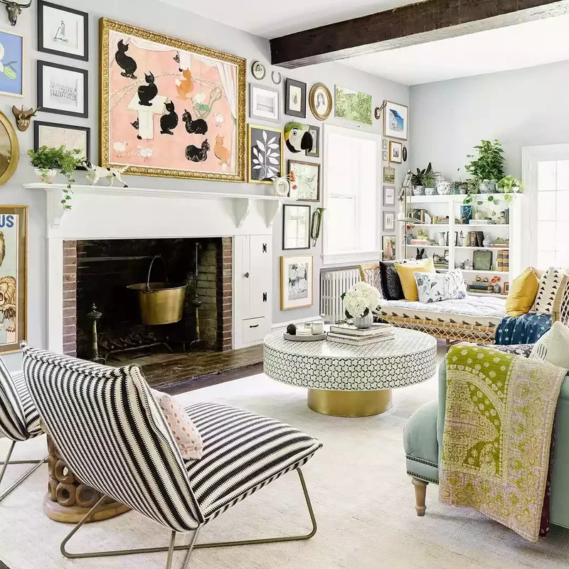 44 Beautiful Fireplace Mantel Styling Ideas 20 Build a Gallery Wall Around the Mantel