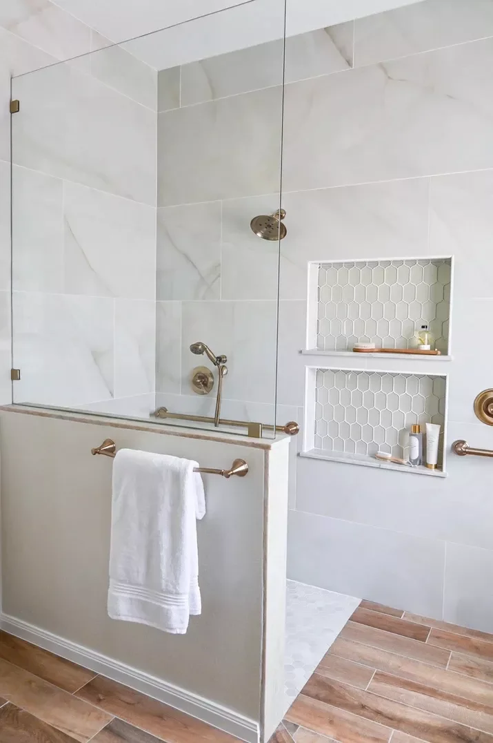 26 Beautiful Walk-In Shower Ideas to Transform Your Small Bathroom 5 Build a Half Wall