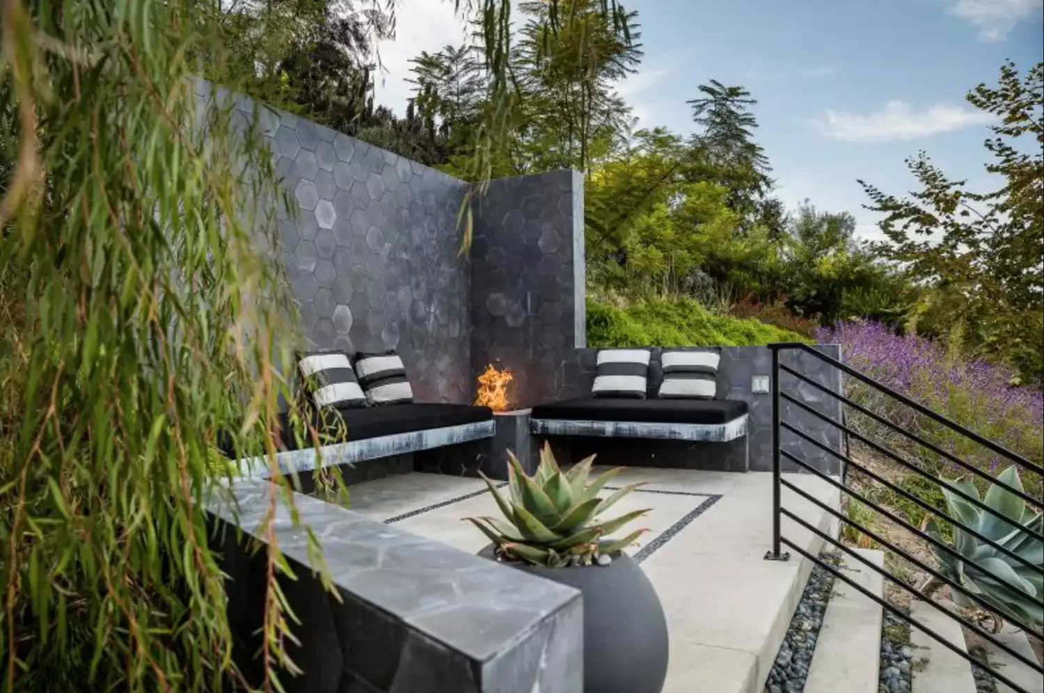 25 Stunning Fire Pit Landscaping Ideas That Transform Your Backyard Into an Entertainment Paradise 20 Built-In Stone Bench Fire Pit