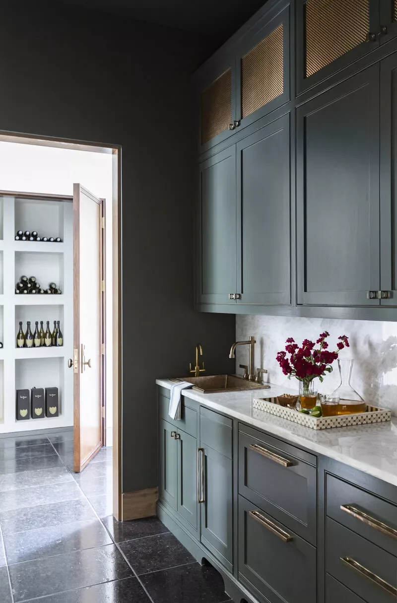 43 Butler's Pantry Ideas That Transform Your Kitchen Storage Into Stylish Function Butler's Pantry With Mesh-Front Cabinets