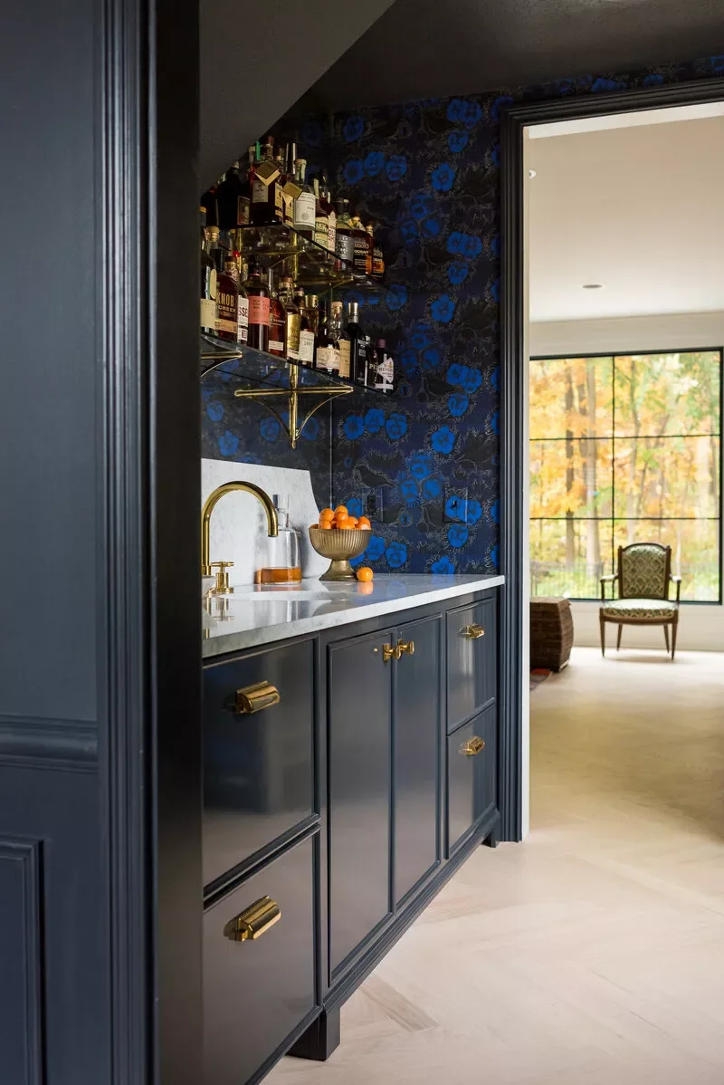 43 Butler's Pantry Ideas That Transform Your Kitchen Storage Into Stylish Function Butler's Pantry With Wallpaper