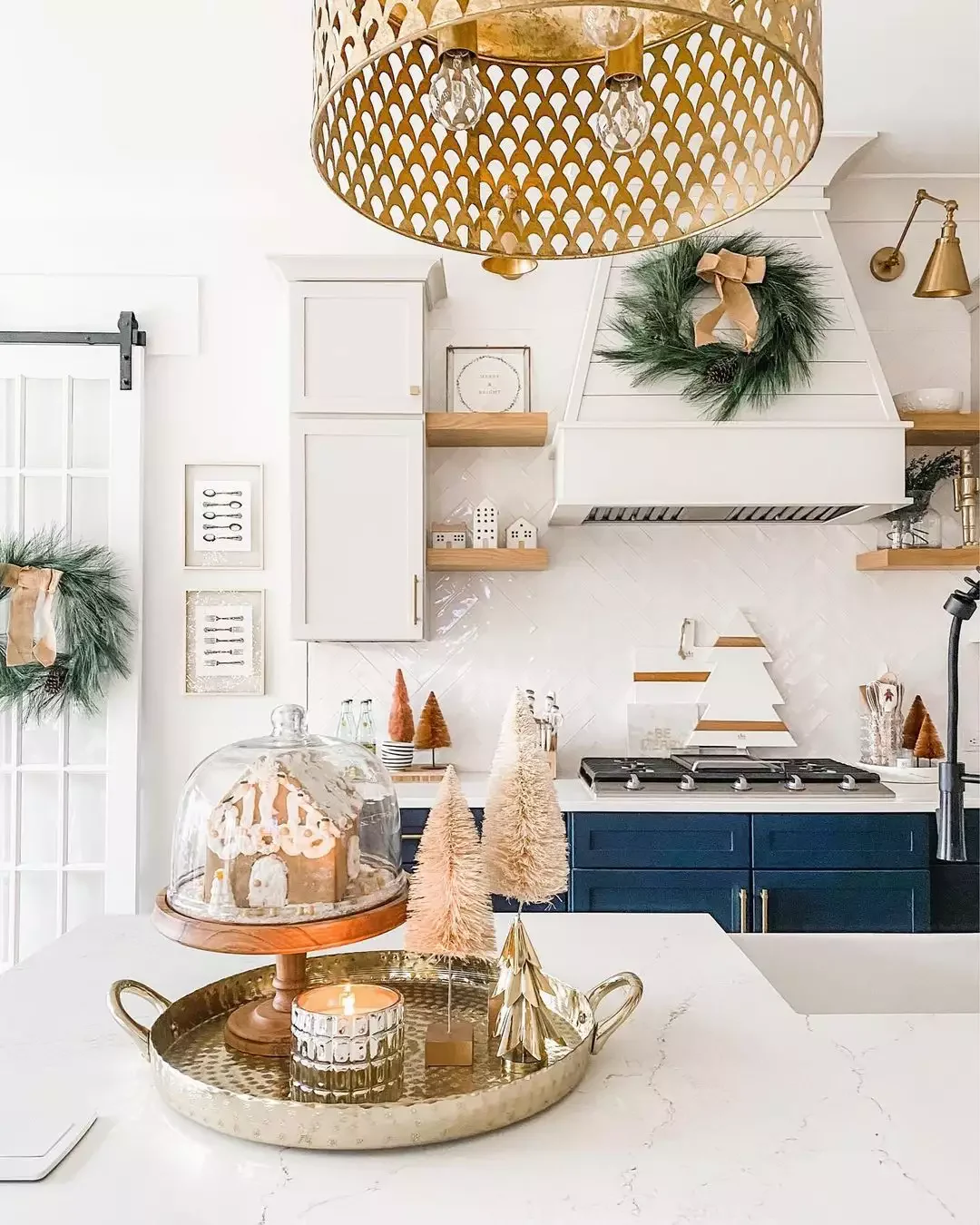 38 Christmas Kitchen Decor Ideas That Create Magic Cake Stand Gingerbread House