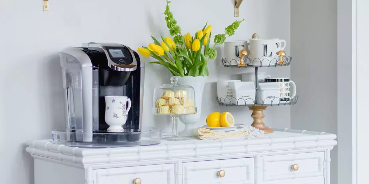 43 Stylish Coffee Bar Ideas That'll Transform Your Morning Routine Cake Stand Storage