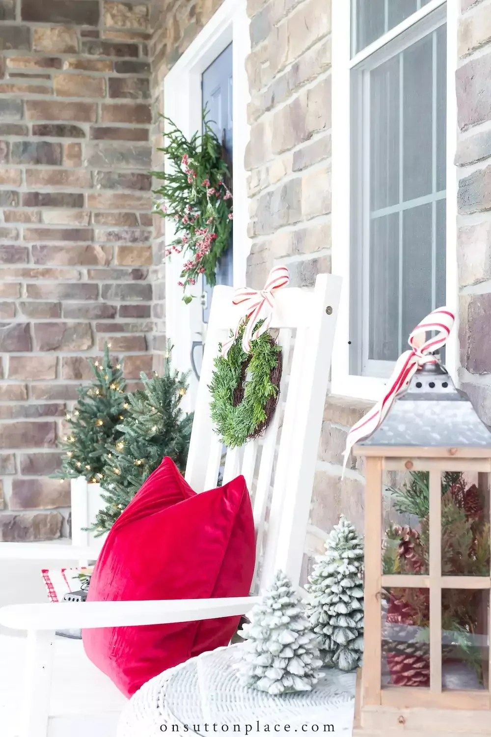68 Christmas Front Porch Ideas That Make Your Home the Envy Candy Cane Stripes