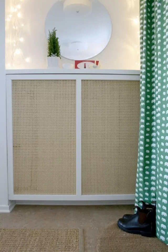 17 Creative DIY Radiator Cover Ideas That Transform Your Home 13 Cane-Front Radiator Cover