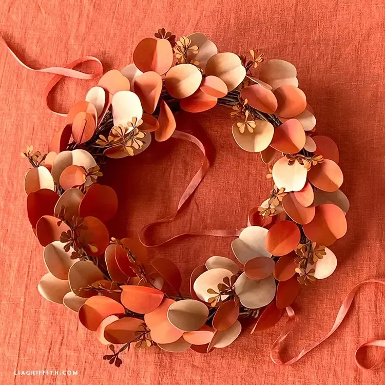 66 Beautiful Fall Wreath DIY Ideas to Welcome Autumn Into Your Home 64 Cardstock Eucalyptus Wreath