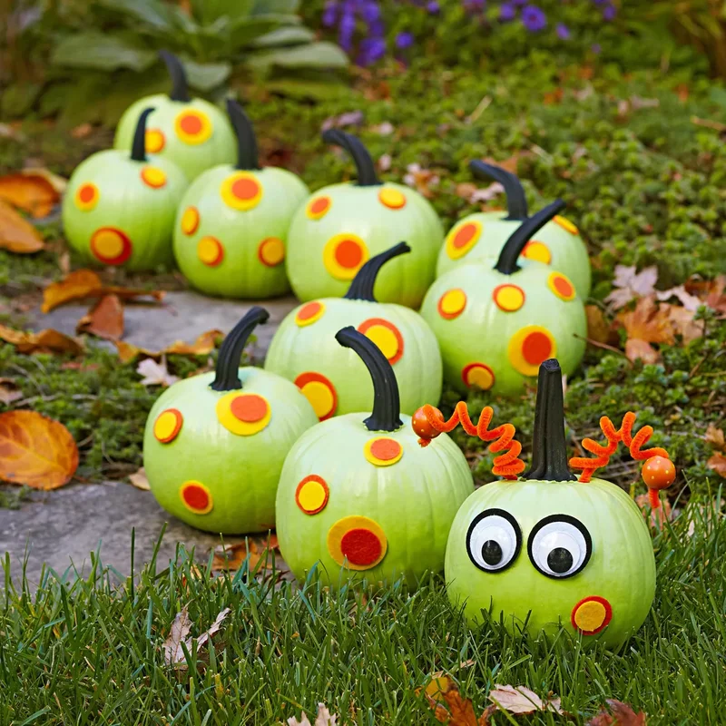 46 Creative Pumpkin Painting Ideas for Fall Home Decor 40 Caterpillar Painted Pumpkins